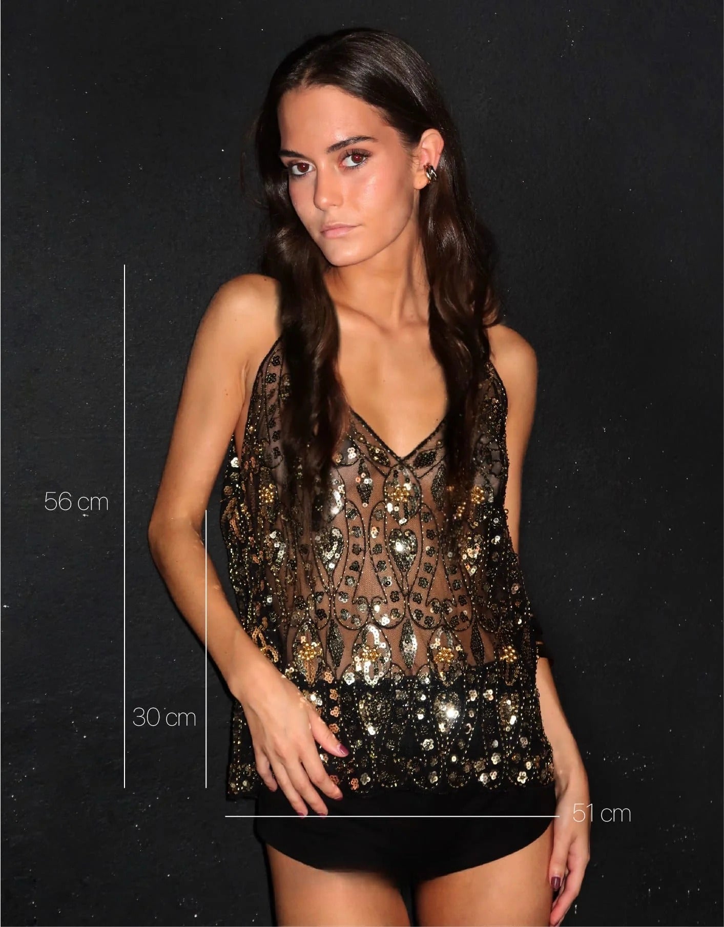 Ciara | Embellished Gold Top